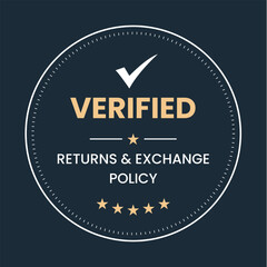 Verified Returns & Exchange policy badge, Returns policy logo design, verified logo, verified icon