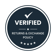 Verified Returns & Exchange policy badge, Returns policy logo design, verified logo, verified icon