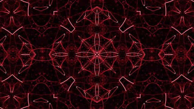 Abstract 3D background animation of shiny futuristic objects composed of geometric elements transforming and rotating in a spatial loop.