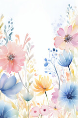 Obraz premium floral print of multi-colored flowers on a white background