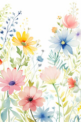 Obraz premium floral print of multi-colored flowers on a white background