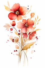 red and orange flowers on a white background