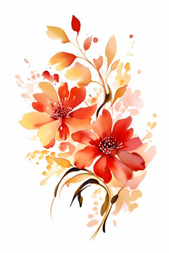 red and orange flowers on a white background