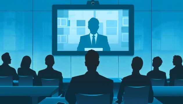 An online webinar session where the speaker addresses attendees in a digital conference room with virtual slides