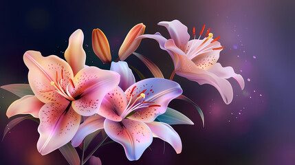 lily flower vector illustration on a dark background