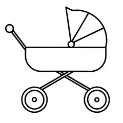 Stroller editable stroke outline icon isolated on white background flat vector illustration.