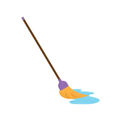 Mop bucket floor clean vector icon. Water mop wash cleaning isolated toilet bucket cartoon icon