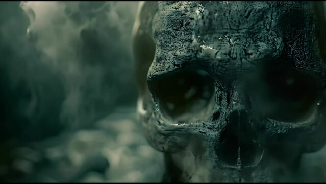 skull head In Lighting on a dark background