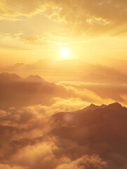 Obraz premium Golden Sunrise Over Misty Mountains A Symbol of Hope and New Beginnings
