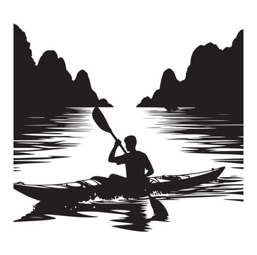 recommend clip art: Kayaking silhouette vector Rafting and Kayaking river kayak man silhouette logo