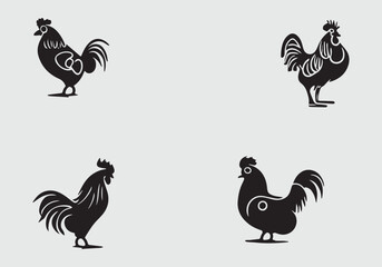 Beautiful Minimal black cock illustration design EPS 10 And JPG