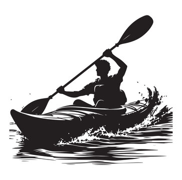 recommend clip art: Kayaking silhouette vector Rafting and Kayaking river kayak man silhouette logo