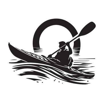 recommend clip art: Kayaking silhouette vector Rafting and Kayaking river kayak man silhouette logo