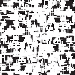 Abstract black and white background. Grunge glitch pattern. Vector Format Illustration 