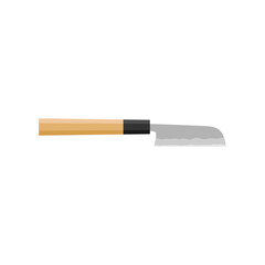 Kamagata Kurimuki, Japanese kitchen knife flat design vector illustration isolated on white background. A traditional Japanese kitchen knife with a steel blade and wooden handle.
