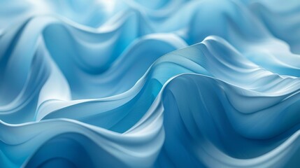 Obraz premium The image is a close-up of a blue and white fabric. The fabric is in waves, and the light is reflecting off of it. The image is very calming and serene.