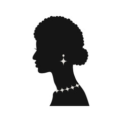 Black Women's History Month. Women's Day. Black Silhouette with Side Pose. Vector Illustration