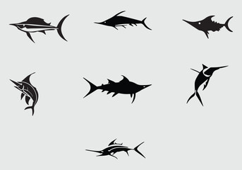 Minimal stylish Black Marlin icon illustration design