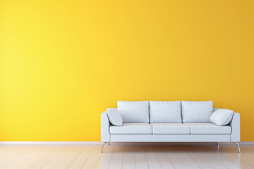 White Sofa on yellow wall background
