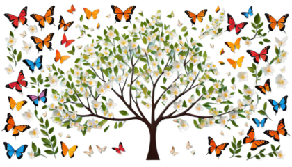 butterflies vector beautiful spring tree consisting butterfly flower season swirl sun summer stem sky silhouette shape red plant pattern part painting ornate ornamental nature isolated image