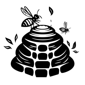black bees near beehive clip art preview