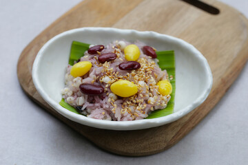 Sweet sticky rice with grains. Thai dessert