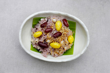 Sweet sticky rice with grains. Thai dessert