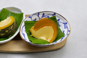 Egg custard steamed in pumpkin