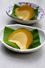 Egg custard steamed in pumpkin
