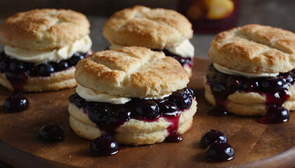flaky buttermilk biscuits with blueberry jam