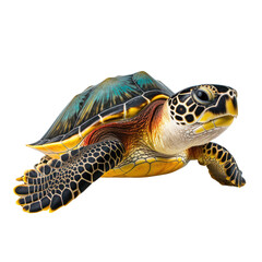 Obraz premium A green sea turtle swims through the ocean On transparent background