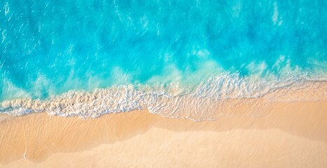 Summer seascape beautiful closeup. Blue sea water in sunny day. Top view from drone. Sea aerial...