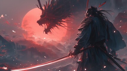 samurai fights dragon