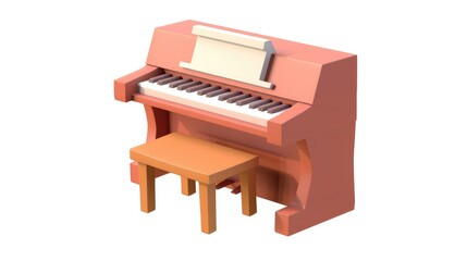 Toy Piano on Plain Background
