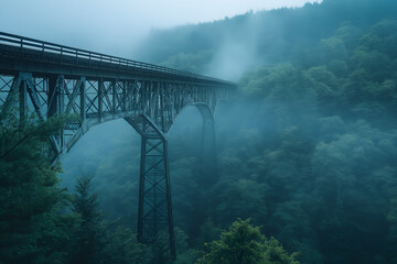 old bridge in the fog