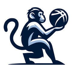 Basketball Player Monkey Esport Logo, Where the Jungle Meets the Court in a Quest for Victory
