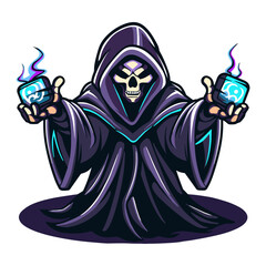 Grim Reaper Esport Logo Featuring Magic, Where Legends of the Supernatural Unfold in Gaming Realms