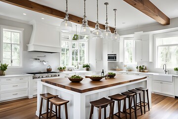 Large Kitchen Island A Stunning Fusion of White and Wood