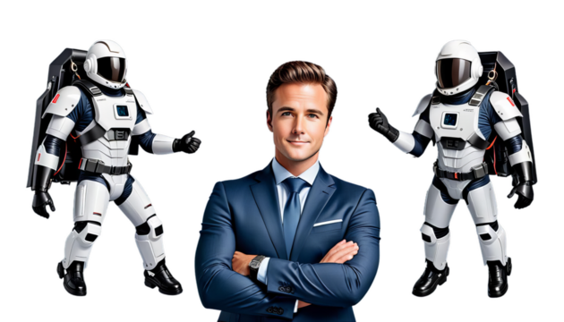 crossed aring arms jetpack illustration businessman rocket launch startup success motivation progress aspiration innovation ambition idea smiling achievement career determination entrepreneur