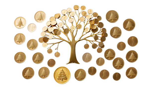 tree money christmas free made golden background coin rich new year be of use wealth succeed growing save holiday cone currency fund bonus luck decoration bank business nature financial increase - Powered by Adobe