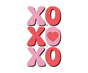 Xo Xo Xo Retro Svg,Valentine Svg,Valentine Groovy,Lover T-shirt Design,Valentine Quotes,Cut Files