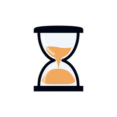 Hourglass icon on white background. Hourglass that is about to run out of time.