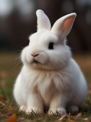 white rabbit on a grass
