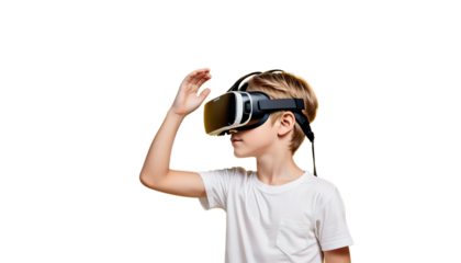 view background boy glasses yellow ng put side vr imagine imagination dream looking girl man hologram african technology education learn visual network cyber information innovation device male