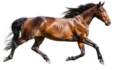 Bay sport horse isolated on transparent background 