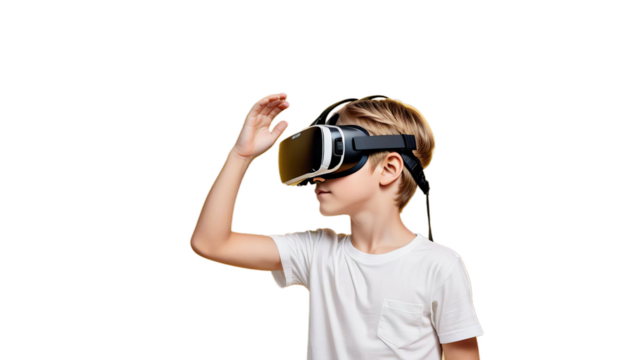 view background boy glasses yellow ng put side vr imagine imagination dream looking girl man hologram african technology education learn visual network cyber information innovation device male