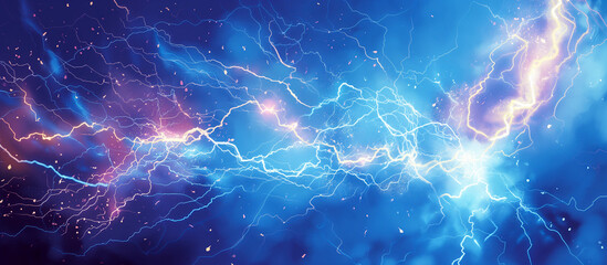 blue thunderbolt crackling with sparks and lightning