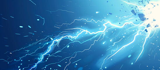blue thunderbolt crackling with sparks and lightning