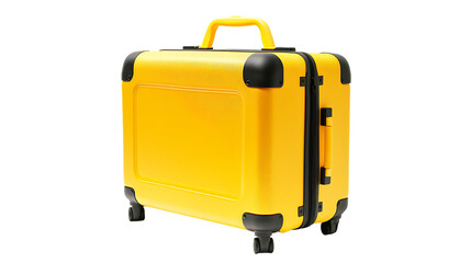 big yellow travel suitcase isolated on transparent background 
