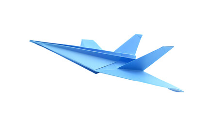 Blue paper plane origami isolated on transparent background 